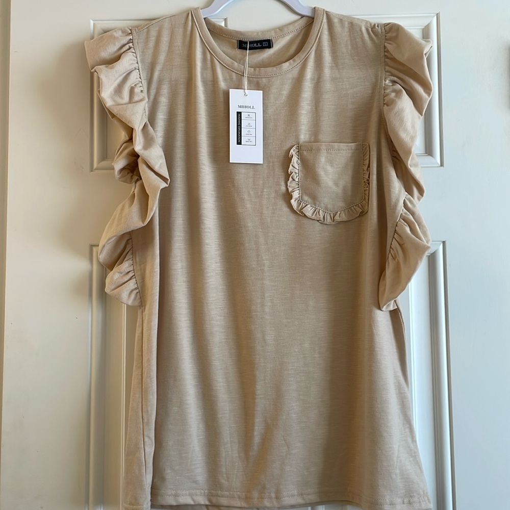 Miholl Ruffle Sleeve Top Sz S
